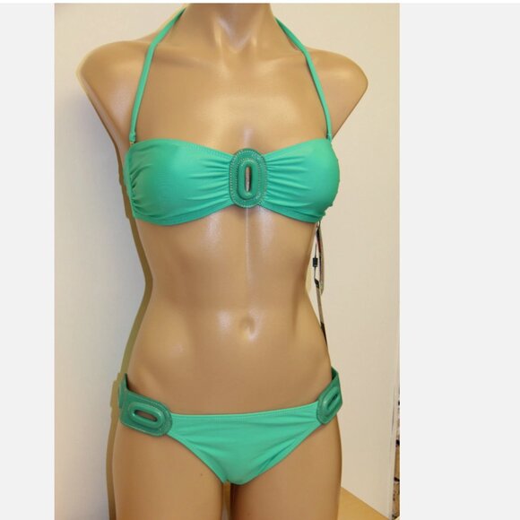 New DESPI Swimsuit Bikini 2 pc set Sz M Acquamarine - Picture 1 of 3